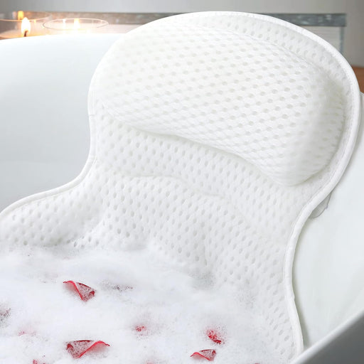 Bath Pillow Bathtub Pillows for Head Neck and Back Support - white, White