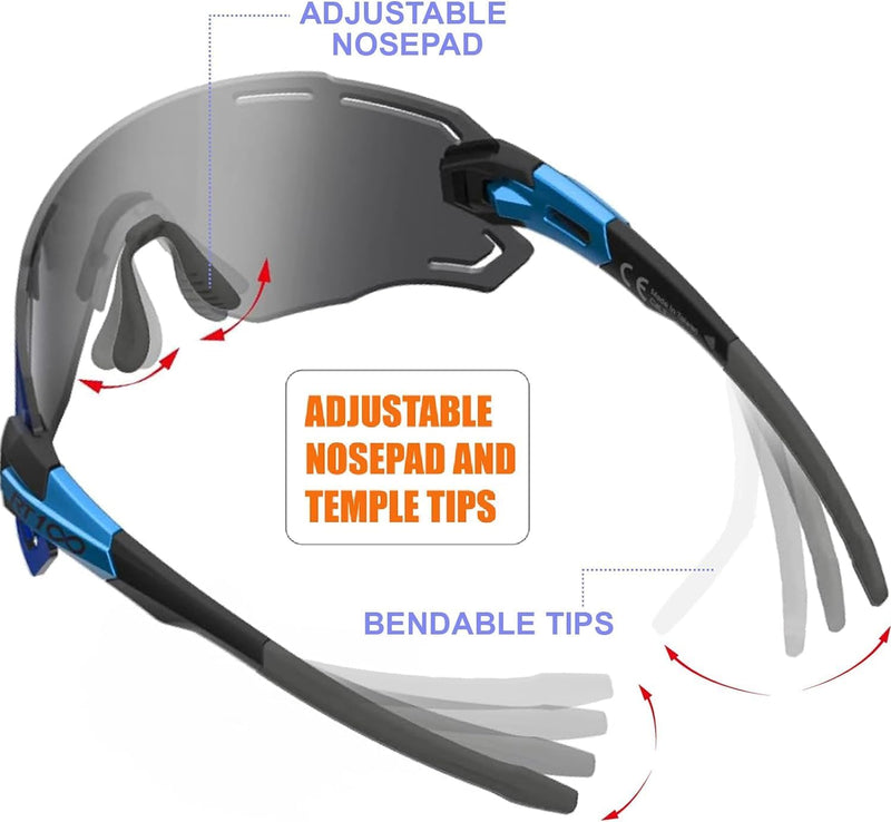 RT100 RIDE YOUR WAY Professional wrap around Frameless Cycling Sunglasses for Men and Women