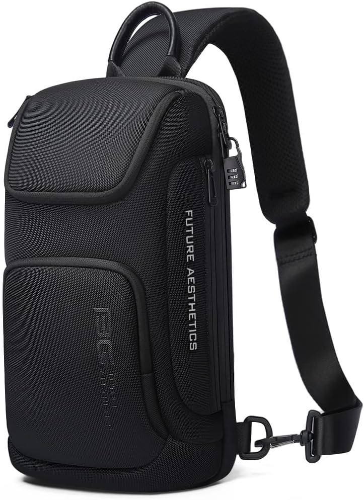 Sling Bag, Waterproof Men's Chest Bag Shoulder bags Crossbody Sling Backpack for Men - Black