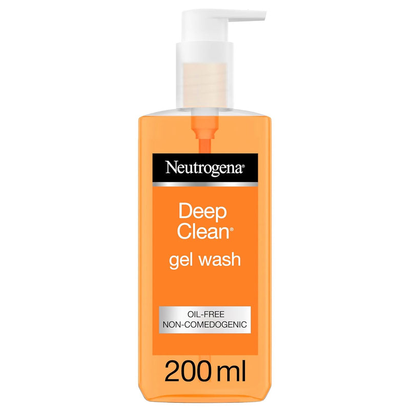 Neutrogena Face Wash, Deep Clean, Gel, suitable for all skin types, including oily, clogged and acne-prone skin, removes dead skin cells, 200ml