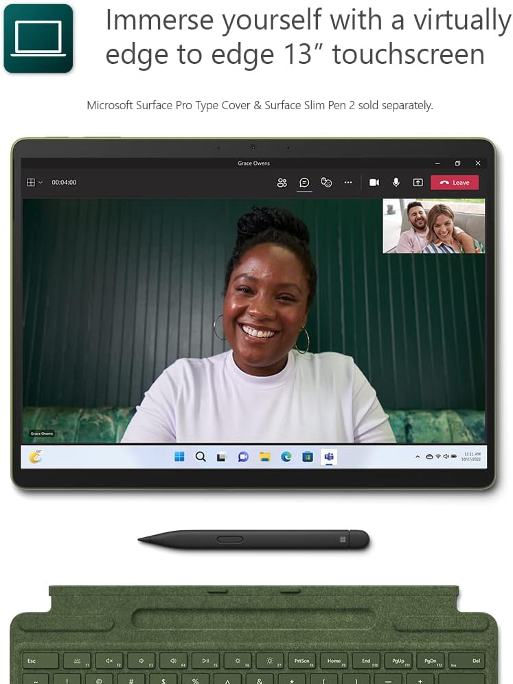 Microsoft Surface Pro 9 with 2880 X 1920 (267 PPI) PixelSense Display, Intel Core i7-1255U, Integrated graphics, 16GB RAM, 1TB SSD, Windows 11, Platinum - [QKI-00008] Device Only - Silver