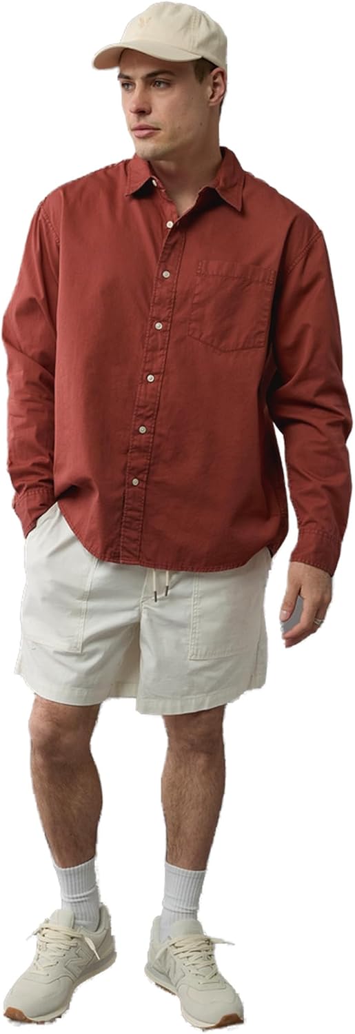 American Eagle Mens Everyday Poplin Striped Button-Up Shirt