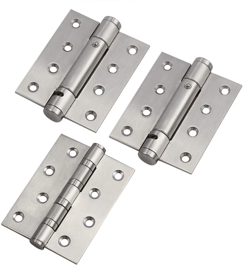 Tritow Adjustable Door Hinges 4inch Fire Rated Door Hinges Self Closing Adjustable Spring Hinge Single Action Stainless Steel Polished Chrome Home Hardware Hinge Accessories (Size : 3pcs)