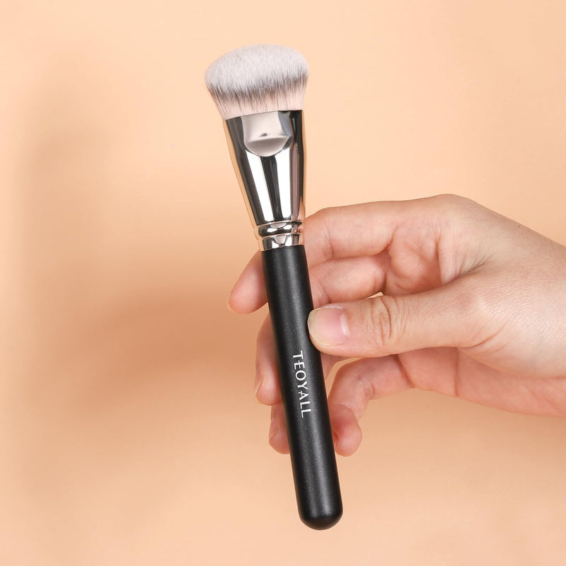 TEOYALL Flat Angled Brushes, Flawless Foundation Brush Under Eye Concealer Brush Bronzer Brush with Liquid Cream Powder
