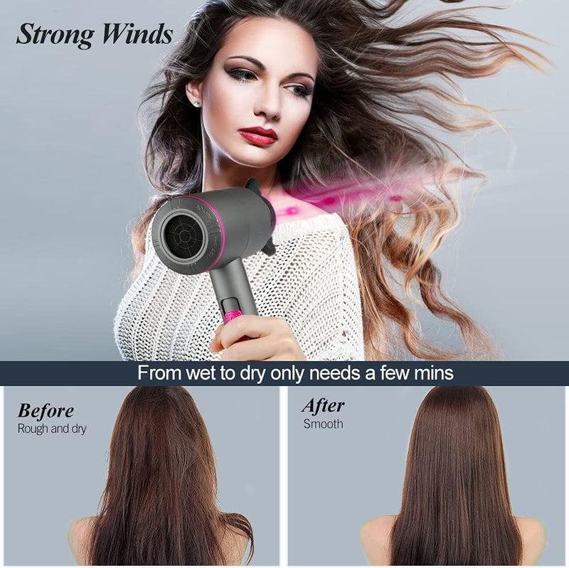 LBOYLOVE® Hair Dryer,2000W Powerful AC Motor Fast Drying Ionic Hair Dryer?Professional Ionic Hairdryer with 2 Speed 3 Heat Setting, Cool Shot Button, 1 Diffuser & 2 Concentrator, Blow Dryer