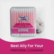 Cool & Cool Paper Ear Buds - 50's (Pack of 3) - Pink - Round Thick Tips,Cotton Swabs,100% Cotton,Double Tipped,Hygienic,Gentle & Safe Swabs for Ears - 150 Pieces