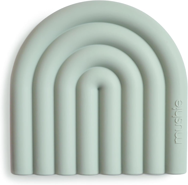 Silicone Baby Teether Shapes 3+ Months Easy Grip Soft Soothing Teething Toy Irritated Gum Relief Food Grade Silicone 100% BPA Free Made in Denmark Sun (Clay) - Cambridge Blue