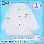 Amerteer Kids Cosplay Costume Role Play Set,Doctor Pretend Play Set Realistic Medical Kit for Kids with Lab Coat, Stethoscope, and Accessories for Ages 3-8 Years