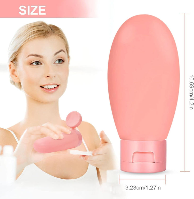 DOCAT Travel Bottles for Toiletries, Pack of 3 Portable Silicone Travel Container Set for Cream, Shampoo, Hand Wash, Lotion Storage, Leakproof Mini Travel Essentials for Women Travel Accessories- 60ml