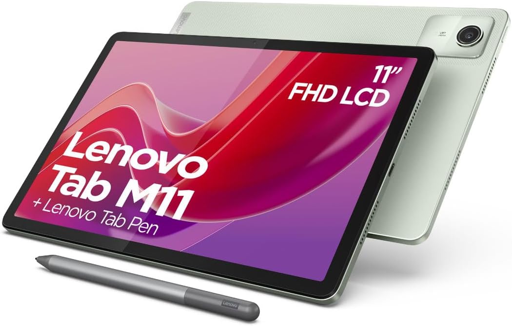 Lenovo Tab M11 Tablet | 11 Inch WUXGA Touch Display | MediaTek Helio G88 | 4GB RAM | 128GB Memory | Wi-Fi | Android 13 | Green | Includes Lenovo Tab Pen