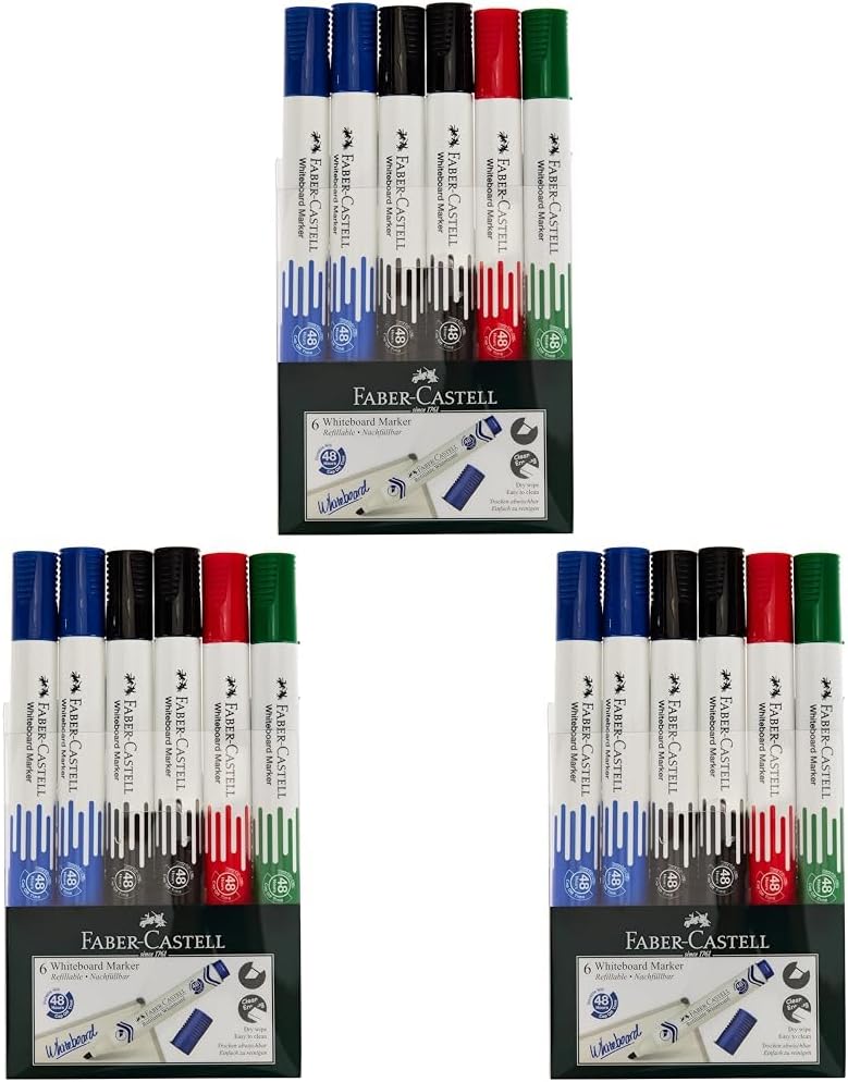 Faber-Castellwhiteboard Marker Chisel Wallet Of 6Pc, Assorted, 253950