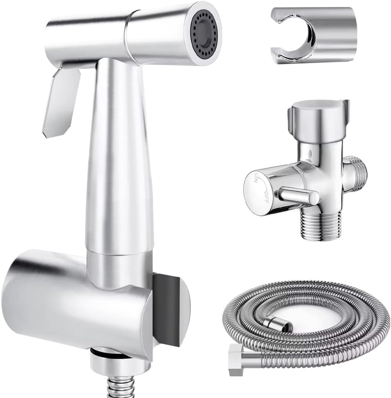 AMROAH Handheld Bidet Sprayer Set for Toilet with Hose & Easy Installation, Stainless Steel Bidet Toilet Sprayer Shower Adjustable Water Pressure Control for Feminie Wash Baby Wash Pets