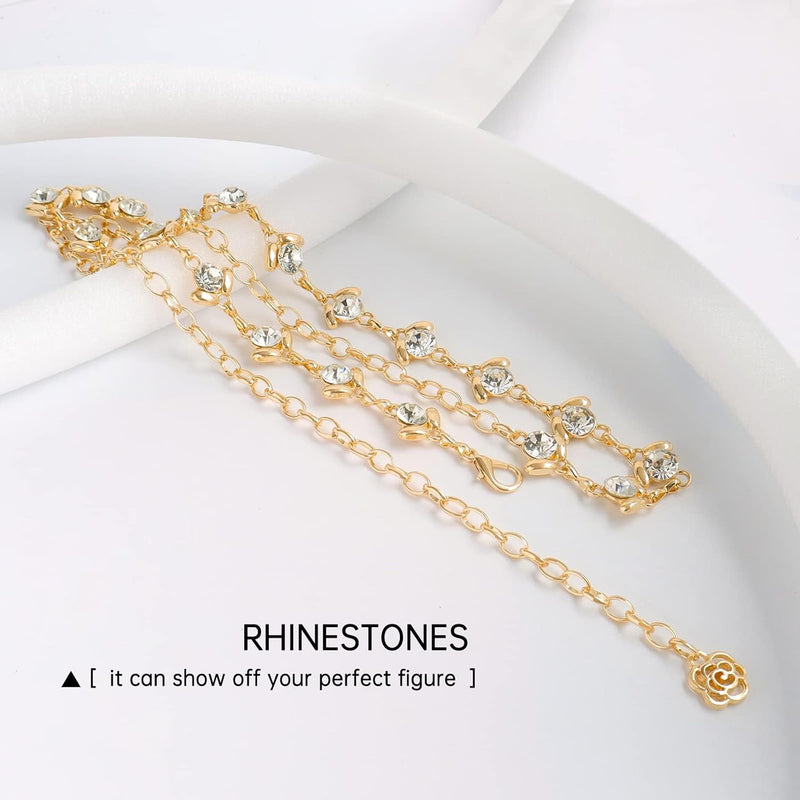 Waist Chain Belts for Women Multilayer Metal Belly Chain For Dress Adjustable Belt Link with Buckle for Women Girls