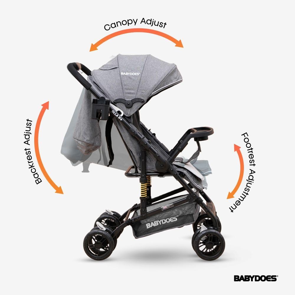 OLLA R+ Baby Stroller with Reversible Handle, One-Hand Fold, Cup Holder, 5-Point Harness, 0 to 4 Years (Up to 20 kg) Grey – image 6