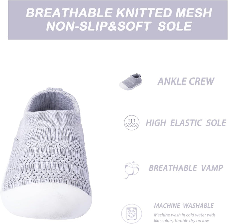 Baby Toddler Non-Skid Sock Shoes Indoor Slipper Breathable Cotton Mesh Lightweight Sole Infant Boy Girls Kids Children