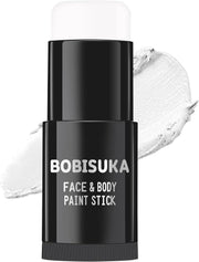 BOBISUKA Black White Face Paint Stick with Setting Powder Set, Eye Black Sticks for Sports, Body Paints for Clown Skeleton Vampire Skull Cosplay Special Effects Costume SFX Halloween Makeup Kit - White