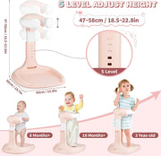 MOMENT Adjustable Baby Shower Stand, Baby Bath Stand, Baby Shower Standing Support with Adjustable Height and Safety Handle, Foldable and Compact Baby Bathtub with Stand (PINK)
