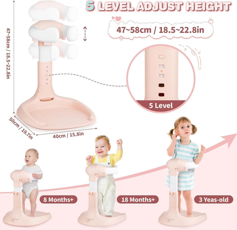 MOMENT Adjustable Baby Shower Stand, Baby Bath Stand, Baby Shower Standing Support with Adjustable Height and Safety Handle, Foldable and Compact Baby Bathtub with Stand (PINK)
