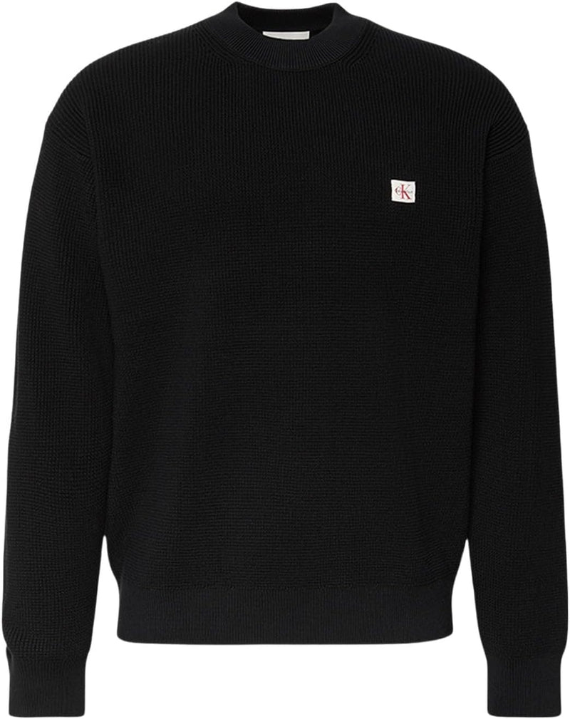 mens Ls Ez Cotton Waffle Crwnk Swtr 9 Lv04rd313g Sweaters - Black