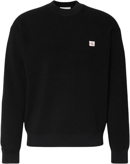 mens Ls Ez Cotton Waffle Crwnk Swtr 9 Lv04rd313g Sweaters - Black