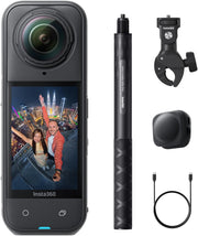 X5 - Waterproof 8K 360 Action Camera, Leading Low Light, Invisible Selfie Stick Effect, Rugged and Replaceable Lens, 3-Hour Battery, Triple AI Chip Design, UAE Version - motorcycle bundle