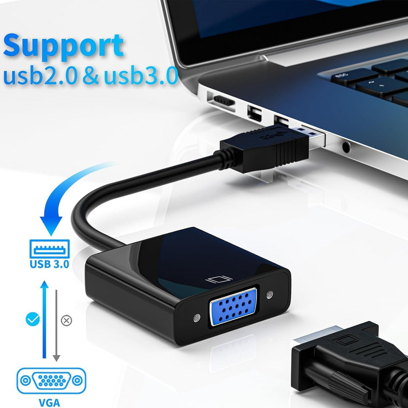 CHILTINA USB to VGA Adapter,USB 3.0/2.0 to VGA Adapter Multi-Display Video Converter- PC Laptop Windows XP 7/8/8.1/10,Desktop, Laptop, PC, Monitor, Projector, HDTV