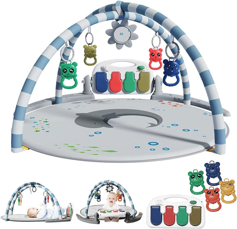 ECVV Baby Musical Gym & Crawling Mat Toy for Infants 3M+ Months with Height Ruler Color: Green