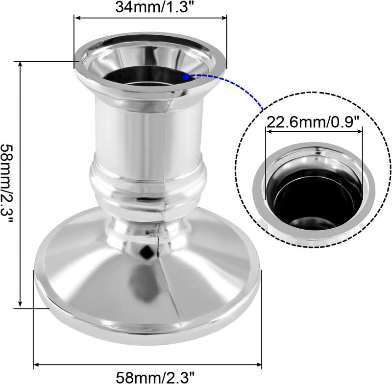 Waziaqoc 24Pcs Silver Taper Candle Holders, Plastic Candlestick Holders Only for Flameless LED Candle Decorative Pillar Candle Holder for Christmas Wedding Anniversary Dinner Party