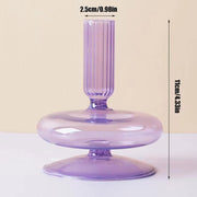 LKPOMI Glass Candlestick Holders - Colorful Glass Taper Candle Stand - Modern Elegant Candle Sticks - Pink