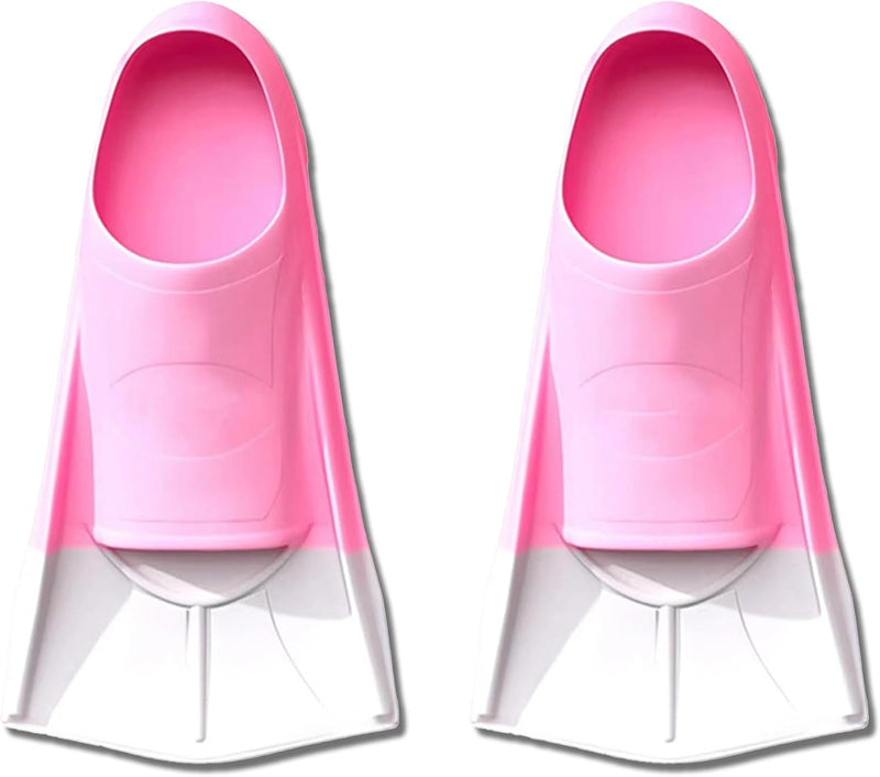 Swim Training Fins Short Silicone Flippers for Kids, Teens, Adults Comfortable & Flexible Swim Fins for Pool Practice, Snorkeling, and Swim Training - Pink-S(33-35)