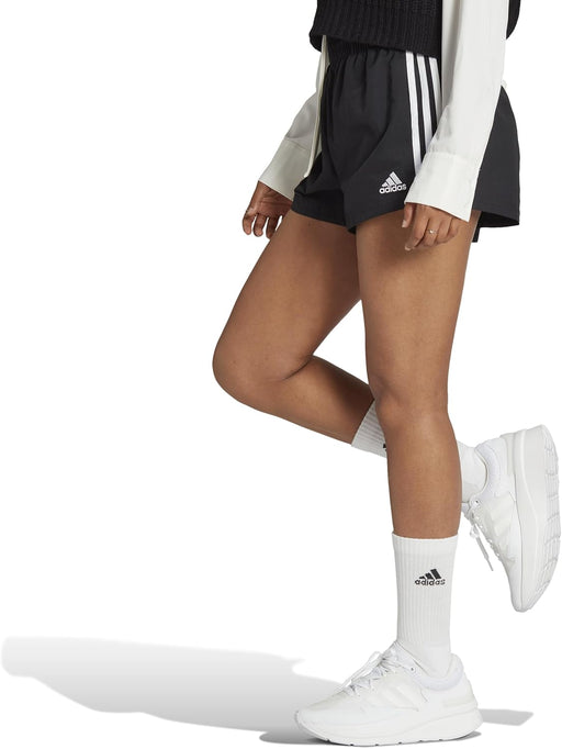 female Adult Essentials 3-stripes Woven Casual Shorts - L BLACK/WHITE