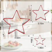 3-Piece Star Cookie Cutter Set - Stainless Steel Holiday Baking Tools with Red Silicone Grip for Christmas Cookies & Crafts