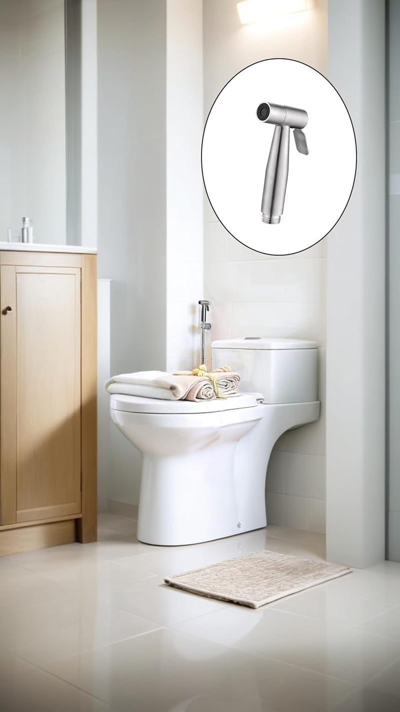 Sweet seven Stainless Steel Bidet Toilet Sprayer Head - 2Pcs Handheld Cloth Diaper Sprayer for Kitchen and Toilet Cleaning