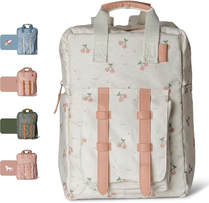 Kids School Backpack 5-8 years, Easy to Carry & Durable, Made of Sustainable Materials, Spacious, Perfect for Nurseries and Travel, Classic Cherry Print - Cherry Kids Backpack