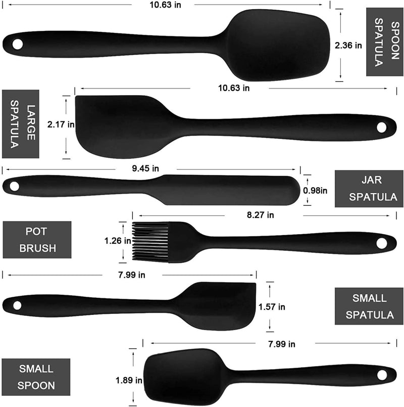 SKY-TOUCH Silicone Spatula Set - 6 Piece Non-Stick Rubber Spatula Set, Heat-Resistant Spatula Kitchen Utensils Set for Cooking, Baking and Mixing - 6 pieces 6 Piece Non-Stick Rubber Spatula Set