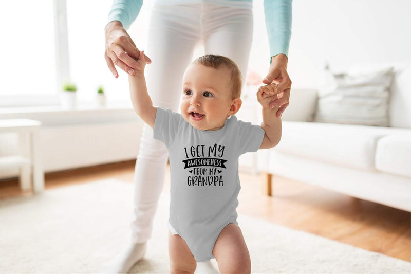 I Get My Awesomeness From My Grandpa - Grandpas Sidekick Funny Romper, One-Piece Baby Bodysuit