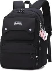School Backpack for Girls, Teenage Laptop Bags Backpack and Lunch-Bag Set for Girls-Boys School Elementary Bookbags, 3Pcs Primary School Bag Backpack with Lunch Kit - B-Black
