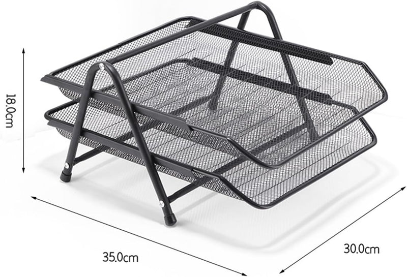 Desk Deposit Tray 2 Layer A4 Metal tray Office Desk Organiser Paper office Mesh Document Basket File Paper Tray Letter Organiser Holder Desktop Accessories