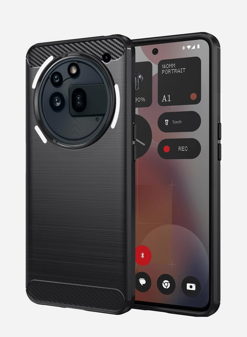 WTech Nothing Phone (3a) Pro 5G 2025 Silicone Brushed Texture Protective Case Cover (Black)