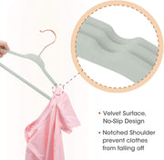 Red Dot Gift® 50 Pack Baby Velvet Hangers 11Inch/28cm - Nursery Clothes Hangers Non Slip Toddler Hangers, 360 Chrome Swivel Hook (White, 50)