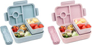 Children's Bento Box, 1300 ml, Leak-Proof Lunch Box with 5 Compartments, Bento Box for Children and Adults, Lunch Box, Breakfast Box for Girls and Boys, BPA-Free (Pink) - 2Set-Blue Pink