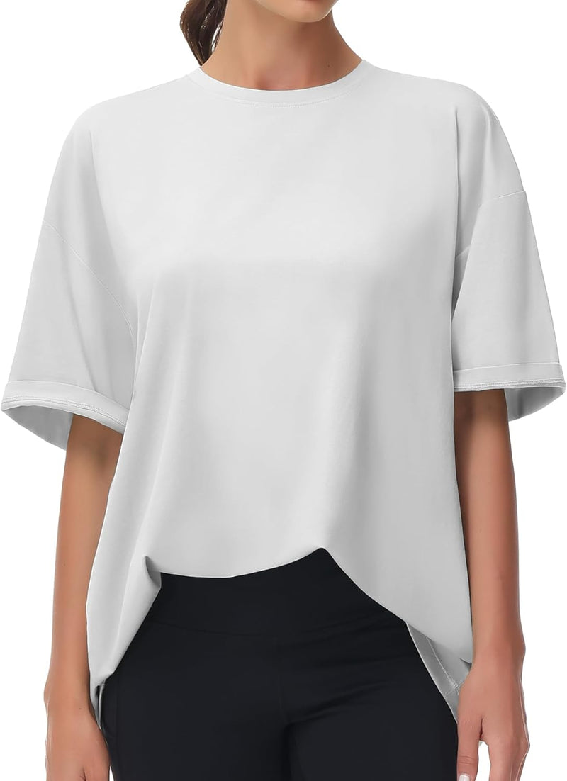 THE GYM PEOPLE Women's Casual Oversized T-Shirts Summer Crewneck Short Sleeve Workout Basic Tee Tops