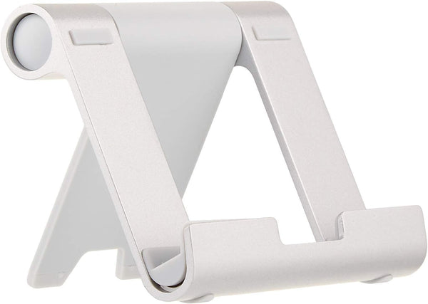 Amazon Basics Multi-Angle Portable Stand for iPad Tablet, E-reader and Phone - Silver - White