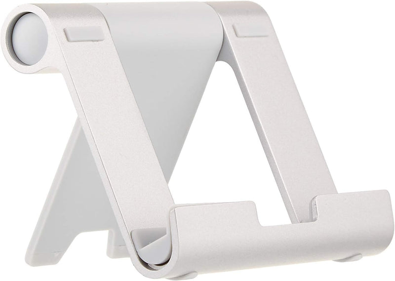 Amazon Basics Multi-Angle Portable Stand for iPad Tablet, E-reader and Phone - Silver - White