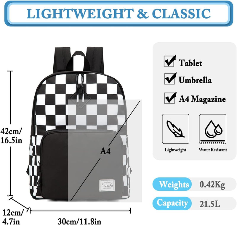 VASCHY Backpack for Women Men, Ultra Lightweight School Bag for Kids Teen Boys Girls, Casual Daypack Work, Travel
