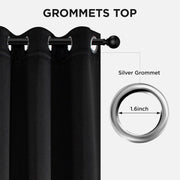 Joydeco Blackout Curtains 63 Inch Length 2 Panels Set, Thermal Insulated Long Curtains& Drapes 2 Burg, Room Darkening Grommet Curtains for Living Room Bedroom Window (W52 x L63 Inch, Black)