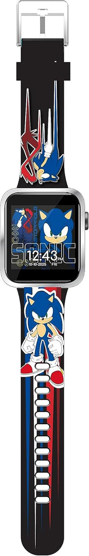 SEGA Sonic The Hedgehog Black Adult Smartwatch for Men, Women, Unisex - Touchscreen Camera, Weather, Messaging, Sports, Music, Heart Rate Monitor, Pedometer & More (Model: SNC4352M)