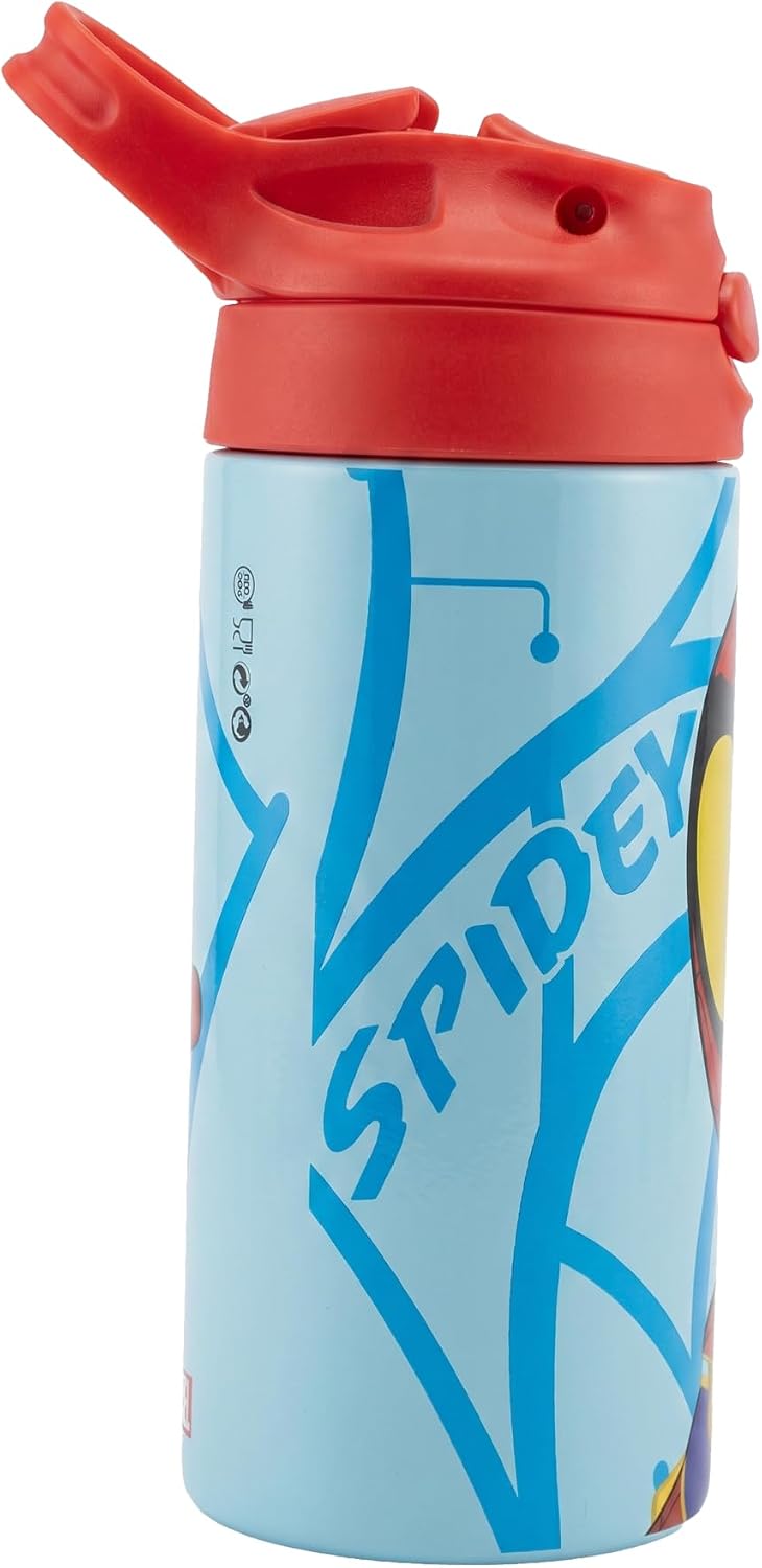 Spider-Man Kids Stainless Steel Water Bottle, Leak-Proof BPA-Free School Bottle for Boys, Durable & Lightweight Travel Bottle, 600ml
