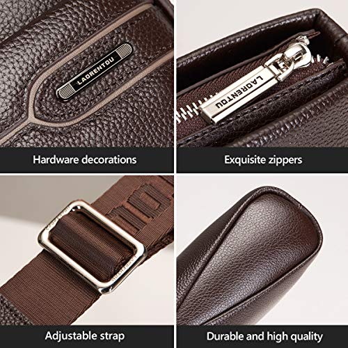 LAORENTOU Men Genuine Leather Shoulder Bag Business Messenger Bags Sling Bag