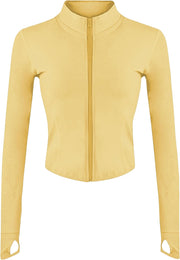 Women Athletic,full Zip Casual - Yellow